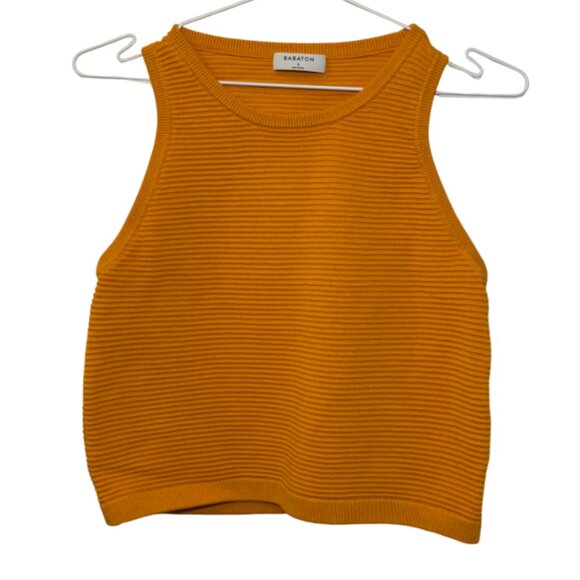 Babaton ribbed cropped tank top orange women's size S - Picture 1 of 5